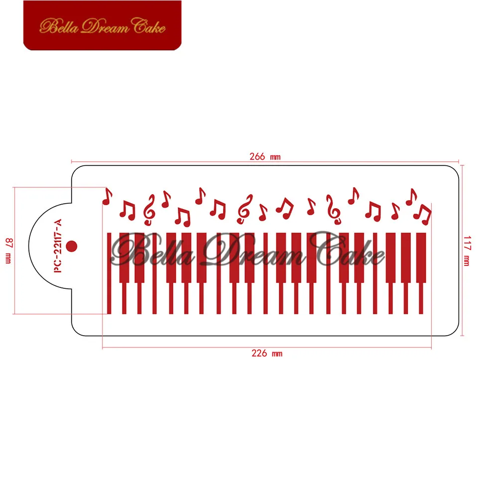 Piano Keys&Musical Note Design Cookies Stencil PET Chocolate Cake Border Template DIY Royal Cream Mould Cake Decor Tool Bakeware