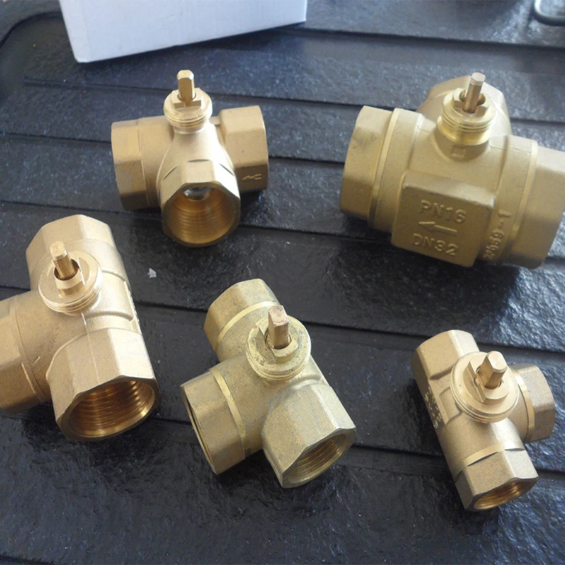 

3 way T type brass motorized ball valve's body from DN15(G1/2") to DN32(G1-1/4") for electric actuator valve