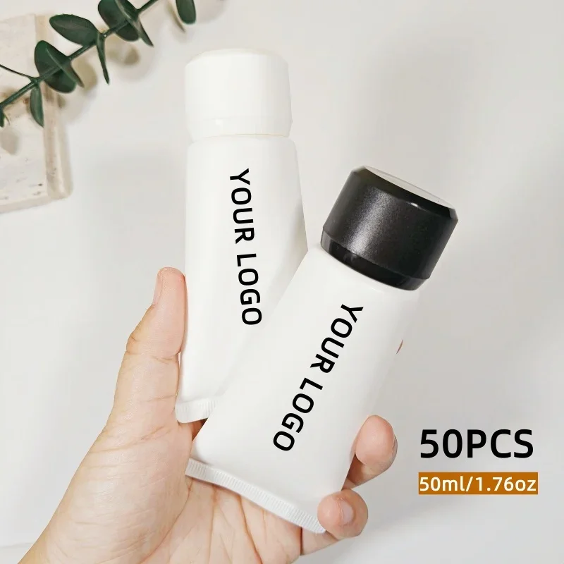 50 Uds. Tubos de compresión personalizados blancos esmerilados de 50ml, tapa de rosca negra/blanca, tubos de cosméticos, para cremas contenedores de cosméticos