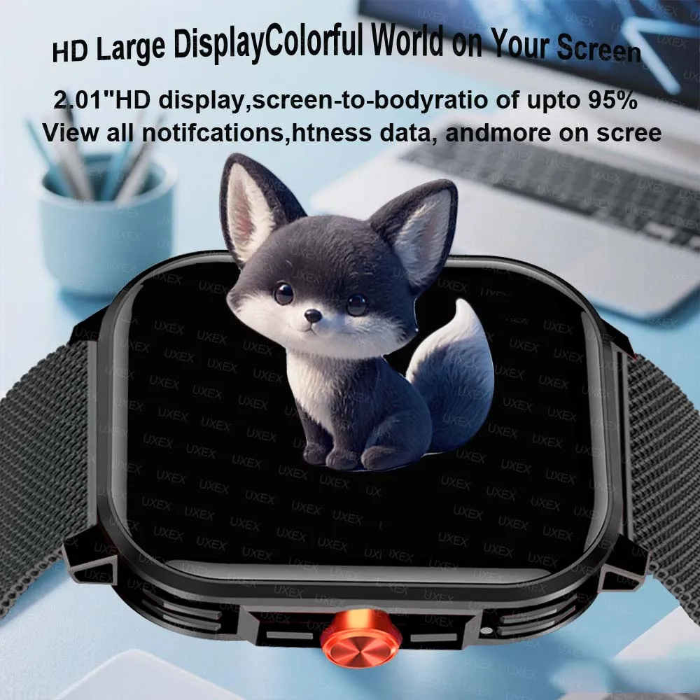 Homens fora smartwatch relógio 2.01 tela cheia presente de natal bluetooth chamada foto personalizada relógios esportivos de fitness para android ios