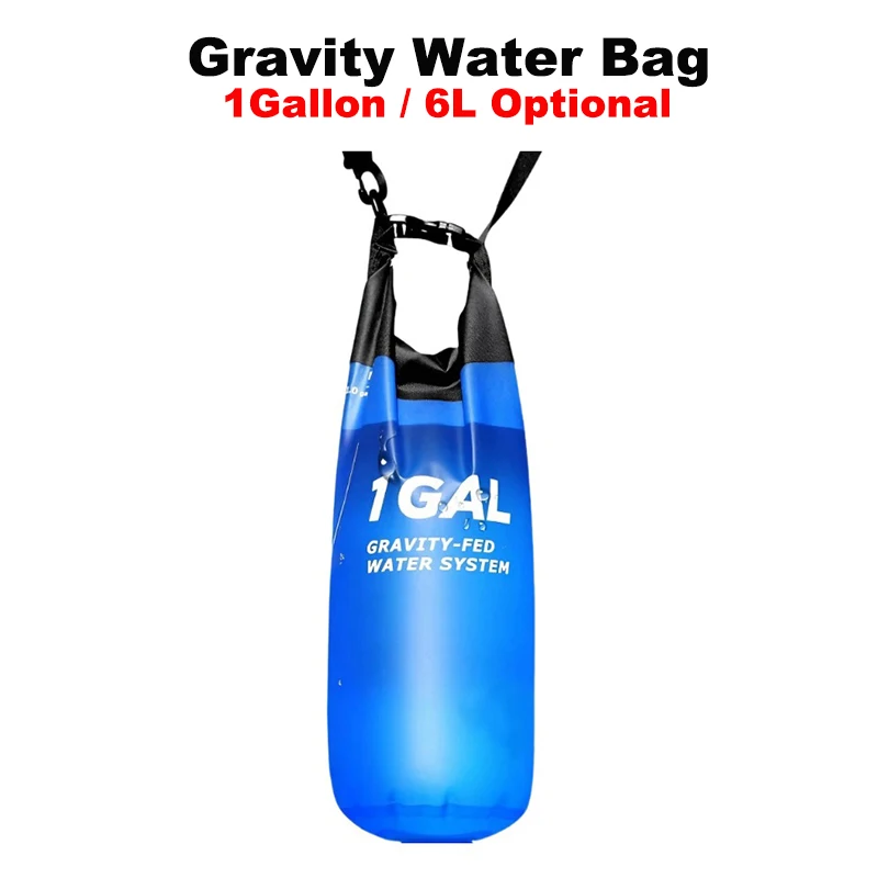 6L Gravity Filtration Drinking Water Bag Portable Folding TPU Water Bladder UF Replaceable Filters Outdoor Water Purifier Hikers