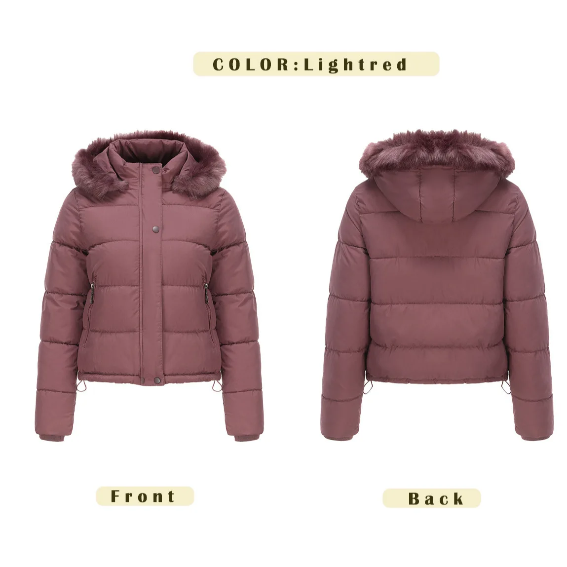 YJKDYK 2024 Winter Women\'s Jacket Thicken Warm Short Cotton Jacket With Detachable Cap Fleece Pure Color Women\'s Padded Jacket