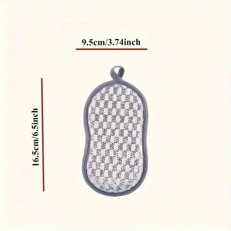 Silver wire sponge block, kitchen multi-functional double-sided dishwashing sponge - reusable and machine washable,