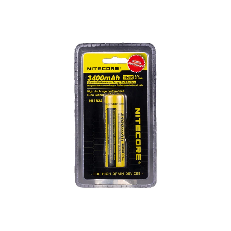 NITECORE NL1834 3400mAh 3.7V 12.6Wh Flashlight Battery High-Performance Li-ion Rechargeable Battery With Free Flashlight