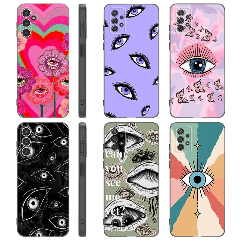 Scary Eyes Phone Case For Samsung A13 A22 A24 A32 4G A25 A34 A35 A52S A53 A54 A55 A73 5G A12 A14 A15 A23 A31 A33 A50 A51 A72