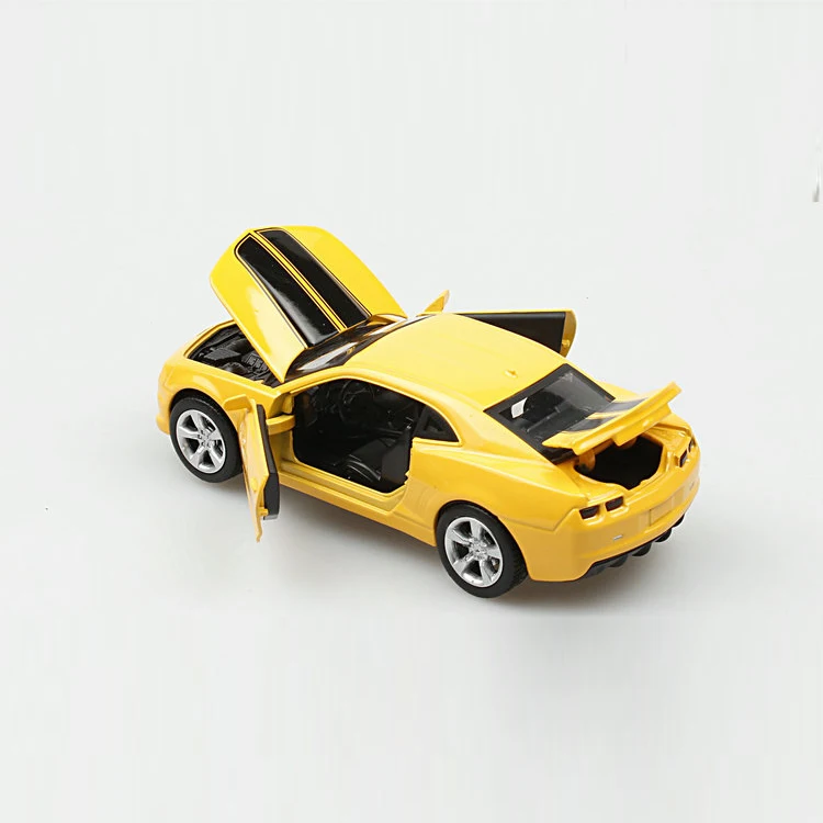 Modelo de carro amarelo chevrolet camaro, feito de metal, fundido, brinquedo, presente para crianças, 1:38