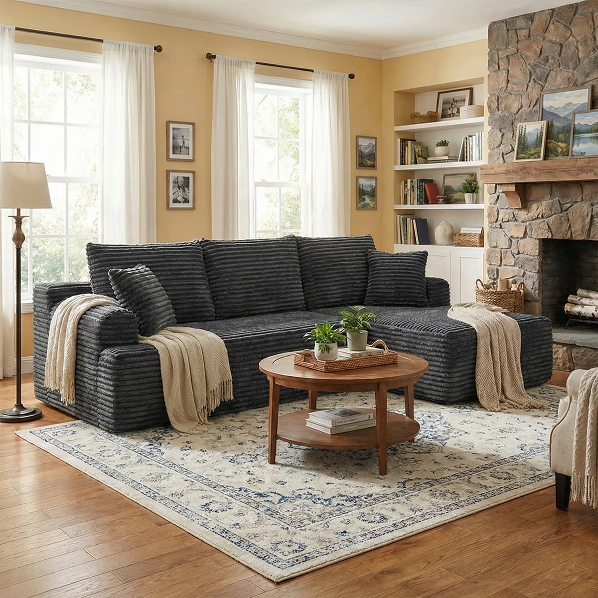 95'L L-shaped Modular Sofa - Modern Living Room Design - Comfortable - No Assembly Required - Popular Non-Rigid Combination Sofa