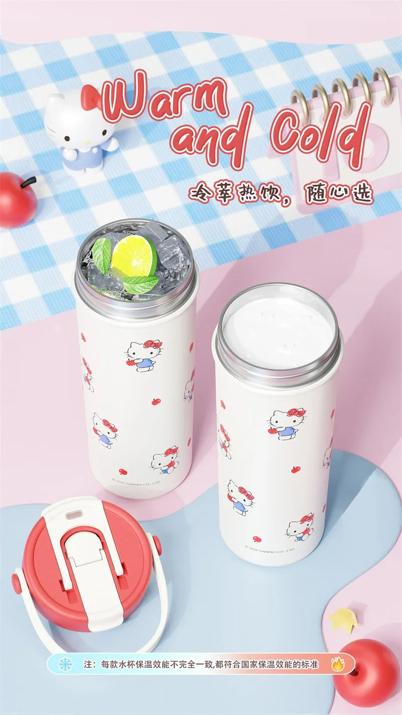 X&W Hello Kitty Theme Insulated Cup 316 Stainless Steel Girl Cute Straw Cups Portable Outdoor Travel Vaccum Flask Perfect Gift