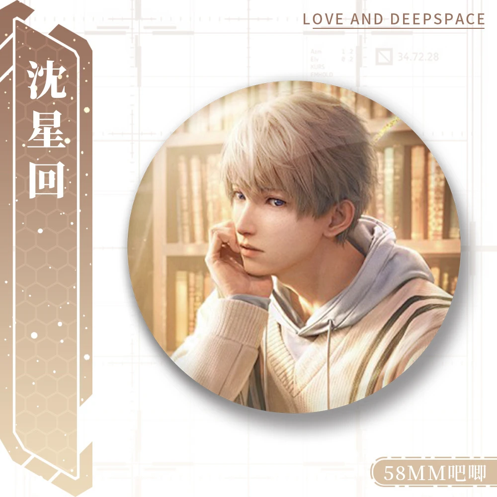 58mm Game Love en Deepspace Zayne Rafayel Caleb Sylus Xavier Cosplay KOSTUUM Badge Pin SPTE Blik Broche Prop Kerstcadeau