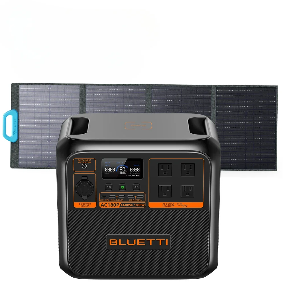 

AC180P+PV120 Solar Generator Mini Solar Panels Household Power Station Solar Powered Generator 1500 Watts