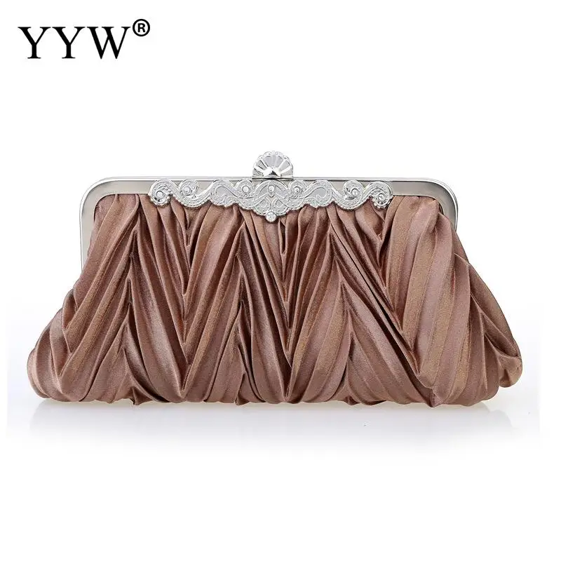 Luxury Satin Elegant Clutch Bag With Chain Shoulder Bags Wedding Solid Envelope Pouch Ladies Party Banquet Clutches Purse