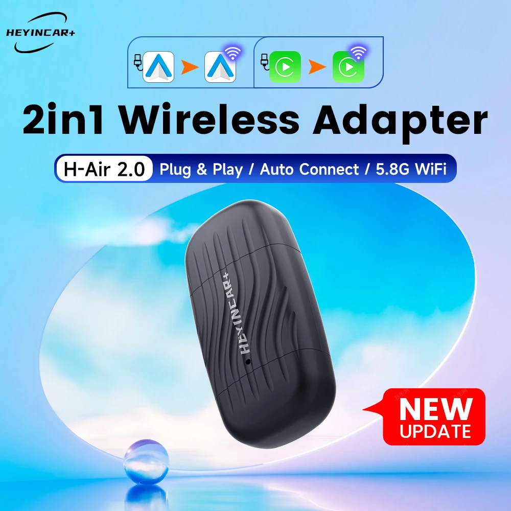 New HEYINCAR H-Air2.0 Android atuo wireless Adapter Carplay wireless box for Hyundai Kia MG Toyota Benz Volvo Renault Audi Ford