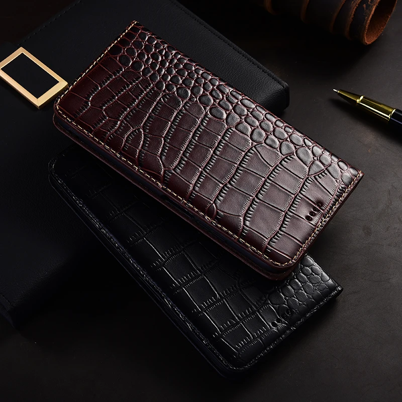 For Samsung A14 A15 A16 A24 A26 A34 A35 A36 A53 A54 A56 A73 4G 5G Crocodile Pattern Of Genuine Leather Flip Phone Case Cowhide