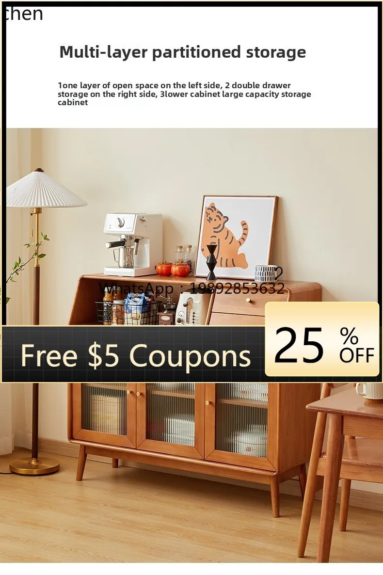 

solid wood household side cabinet simple living room locker kitchen small apartment dining room wine cabinet