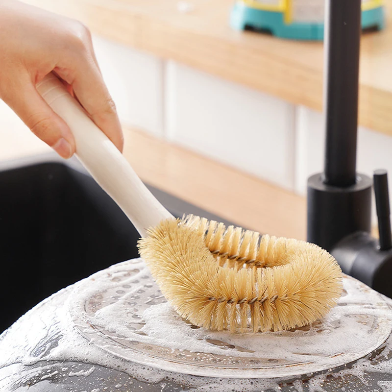 Household Kitchen Multifunctional Wooden Handle Cleaning Brush Pork Sideburns Hair Pot Brush Non-stick Dishwashing Brush