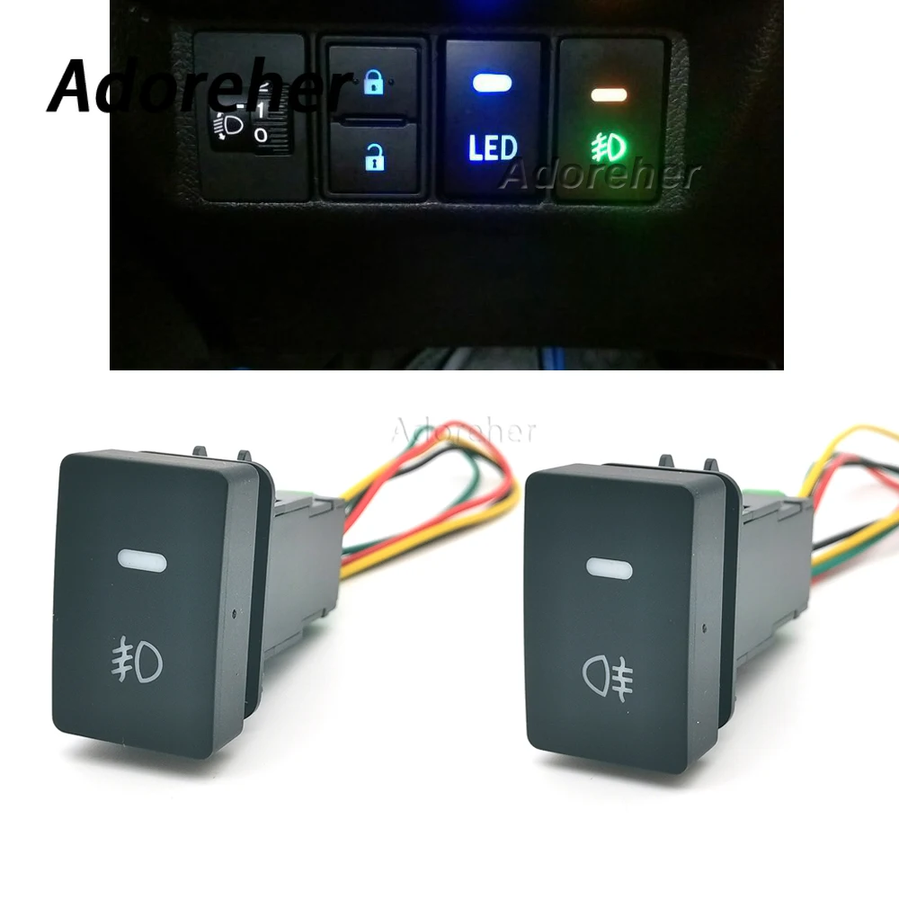 Car LED Light Front Rear Fog Light Switch Button With Wire For Honda Fit HRV CRV VEZEL 2017-2021 Accessories