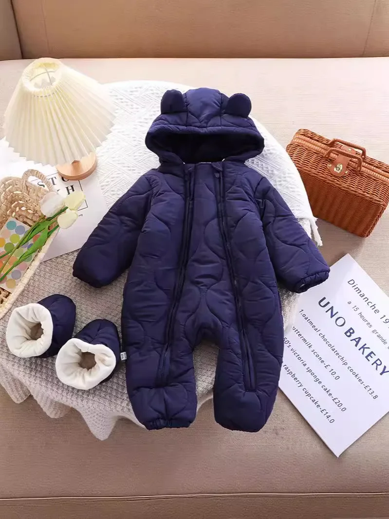 2024 Baby Winter Jumpsuit Fur Baby Girl Snowsuit Toddler Boy Romper Infant Girls Overalls Down Jacket Toddler Overall Bodysuits