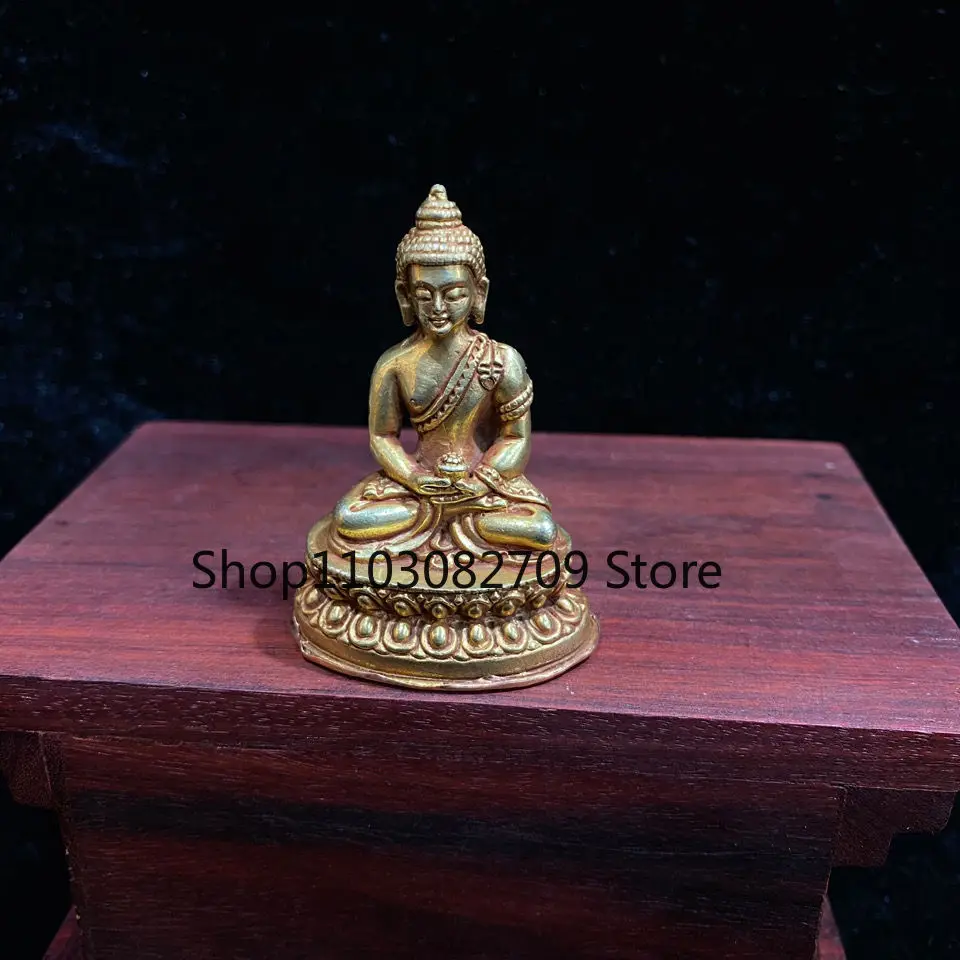 Nepalese copper gilt Tibetan Amitabha Buddha statue ornament easy to carry in the tunnel about 5.5 cm high)