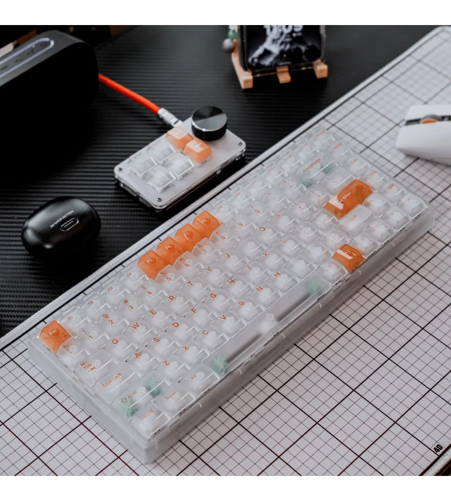 White orange PC fog through keyboard keycap 132 key pad printing magnetic axis custom original height 61/75/87
