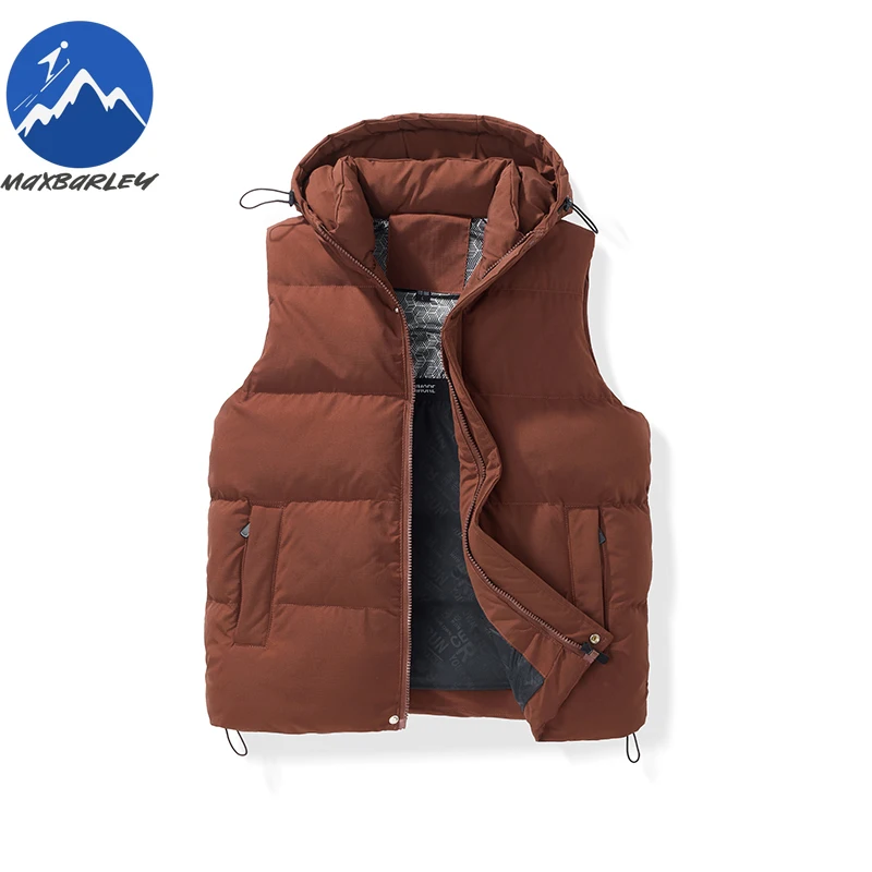 

Maxbarley Premium Winter Vest Men Luxury Outdoor Photography Windproof Sleeveless Coat Fashion Hood Hiking Warm Plus Size Vests