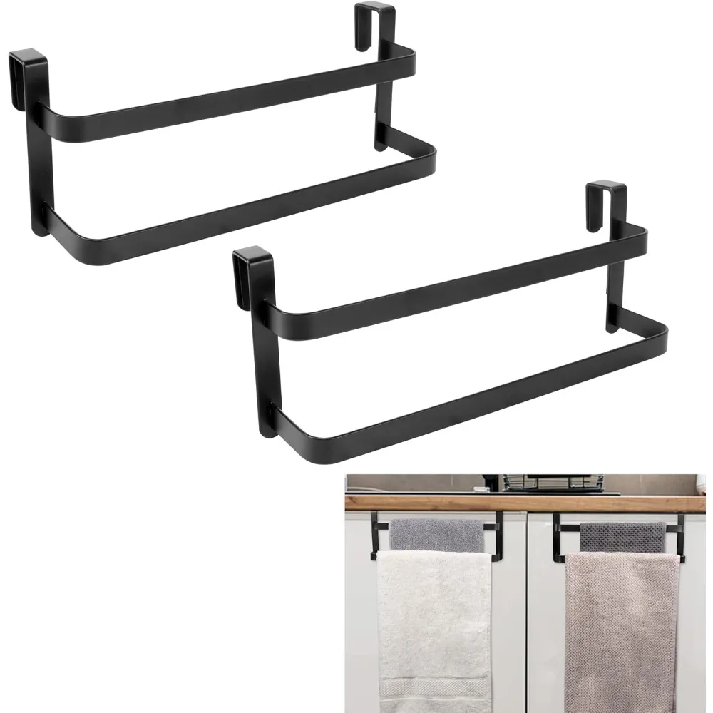 

2-упаковка подлокотника для кухонного шкафа, двухъярусная кухонная вешалка для полотенец, стальная вешалка для полотенец над дверью шкафа, двойная вешалка для полотенец для