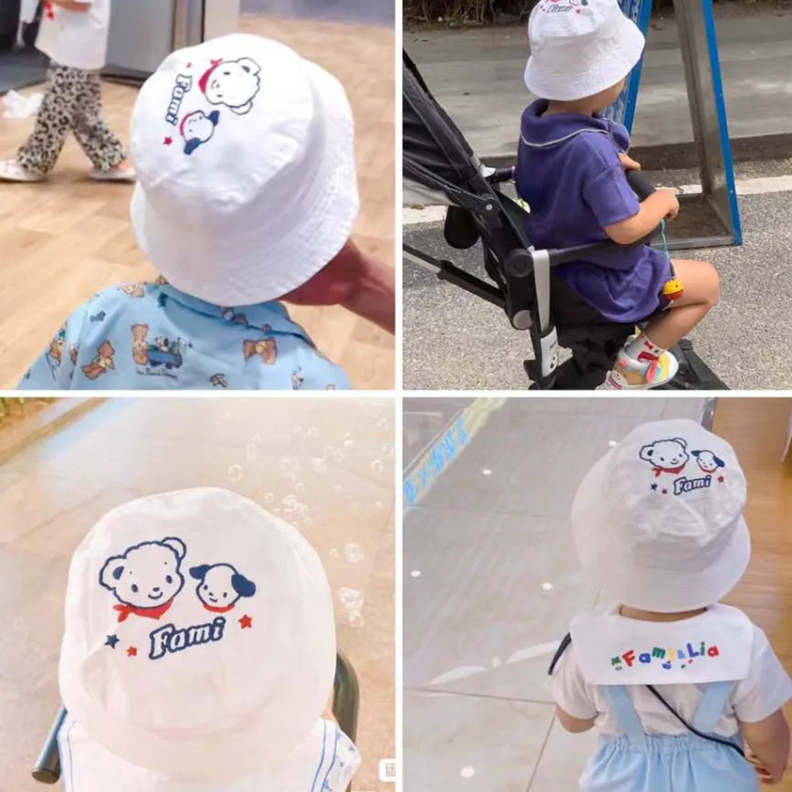 Familair Cartoon Dog Summer Fisherman Hat 48-54cm Fashion Sun Hat Travel Versatile Sunscreen Hat