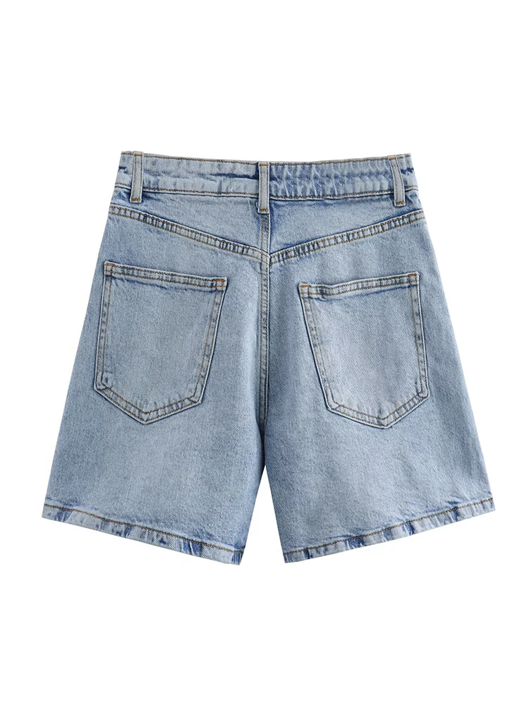 Willshela Women Fashion Denim Solid Front Zipper A-Line Mini Shorts Vintage High Waist Female Chic Lady Shorts