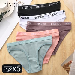 FINETOO 5PCS/Set Women's Cotton Panties Sexy Low Rise Briefs Letter Belt Underwear Female Underpants Intimates Lingerie M-2XL