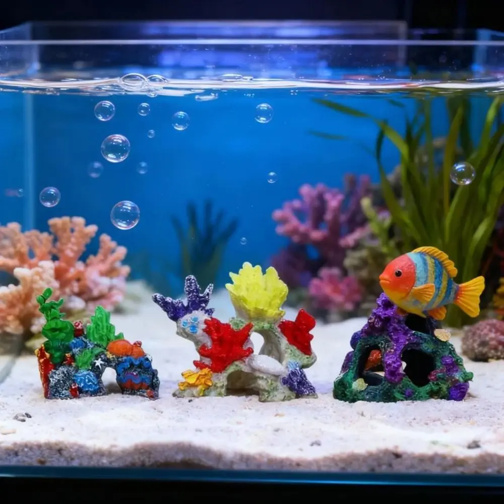 

Красочные украшения для аквариума в виде кораллового рифа, креативный ландшафт в виде горной пещеры, легко чистящийся коралловый укрытие для рыб