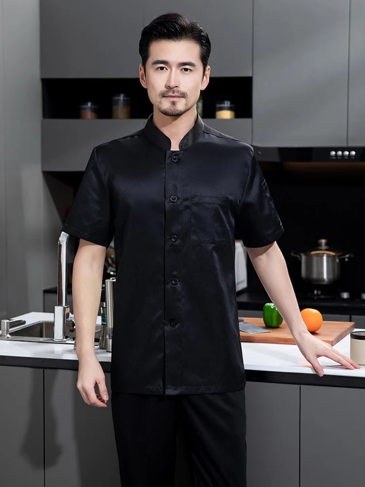 Uniforme Pizza Chef para Homens, Camisa de Chefs, Uniforme de refeitório, Food Service Cook Clothing, Padaria, Café, Garçom Working Clothes