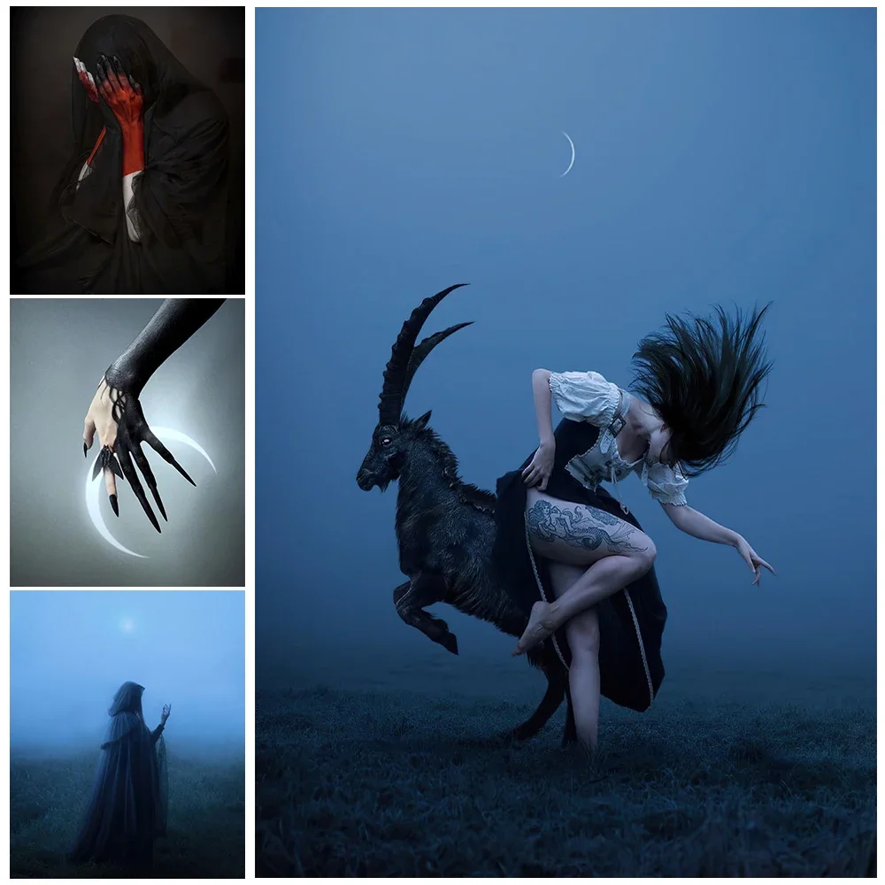 

Black Phillip And Dancing Gypsy Witch Wall Art Canvas Prints Home Decoration Abstract Witch Hand Wicca Poster And Prints