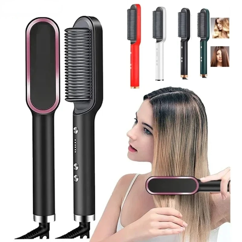 Lisseur Électrique Rapide à Ions Négatifs, Peigne Chaud Professionnel, Mini Brosse de Soins Capillaires