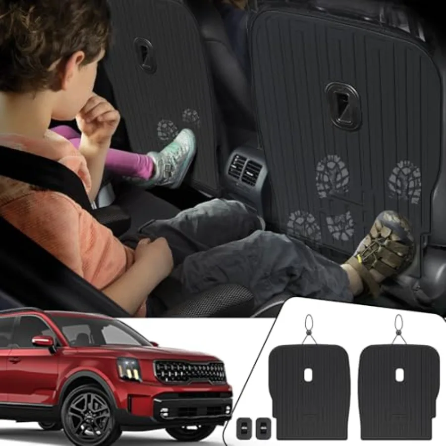 

Kick Mats Backrest Mats for 2020-2024 2025 Kia Telluride 7 Passenger Captain Chairs Car Mats Accessories, All Weather TPE Inter