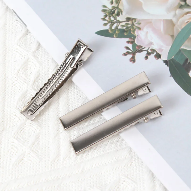 50 Uds. Pinzas de Metal para el cabello, horquillas planas de pico de pato de hierro para joyería DIY, horquillas para el cabello, Clip de corbata para mujer, accesorios de herramientas de estilo de cabello