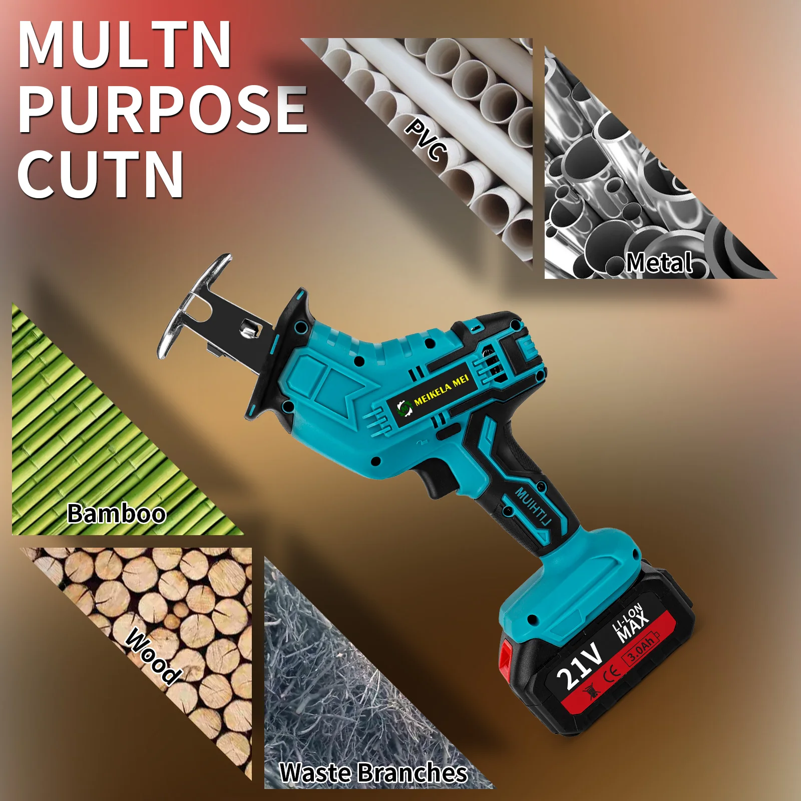 

MeiKeLa Multifunctional Lithium Electric Woodworking Reciprocating Saw Power Cutting Saws