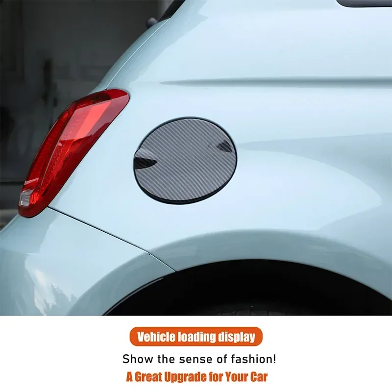 لشركة فيات 500 2016 + ABS ألياف الكربون نمط غطاء خزان وقود السيارة ملصق مزخرف ملحقات الحماية الخارجية #3