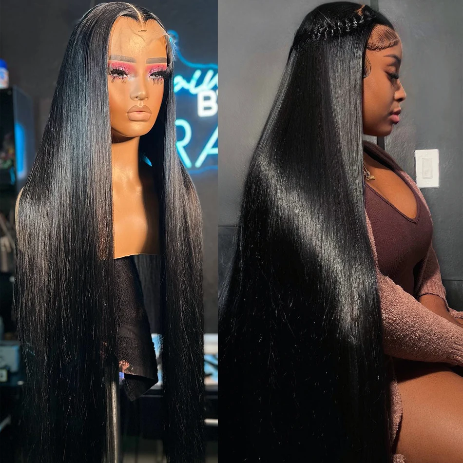 30-40 Inch Straight Human Hair Wig 360 Full Lace Frontal HD Transparent Lace Pre-Plucked with Closure Full Body Wig for Women image 2
