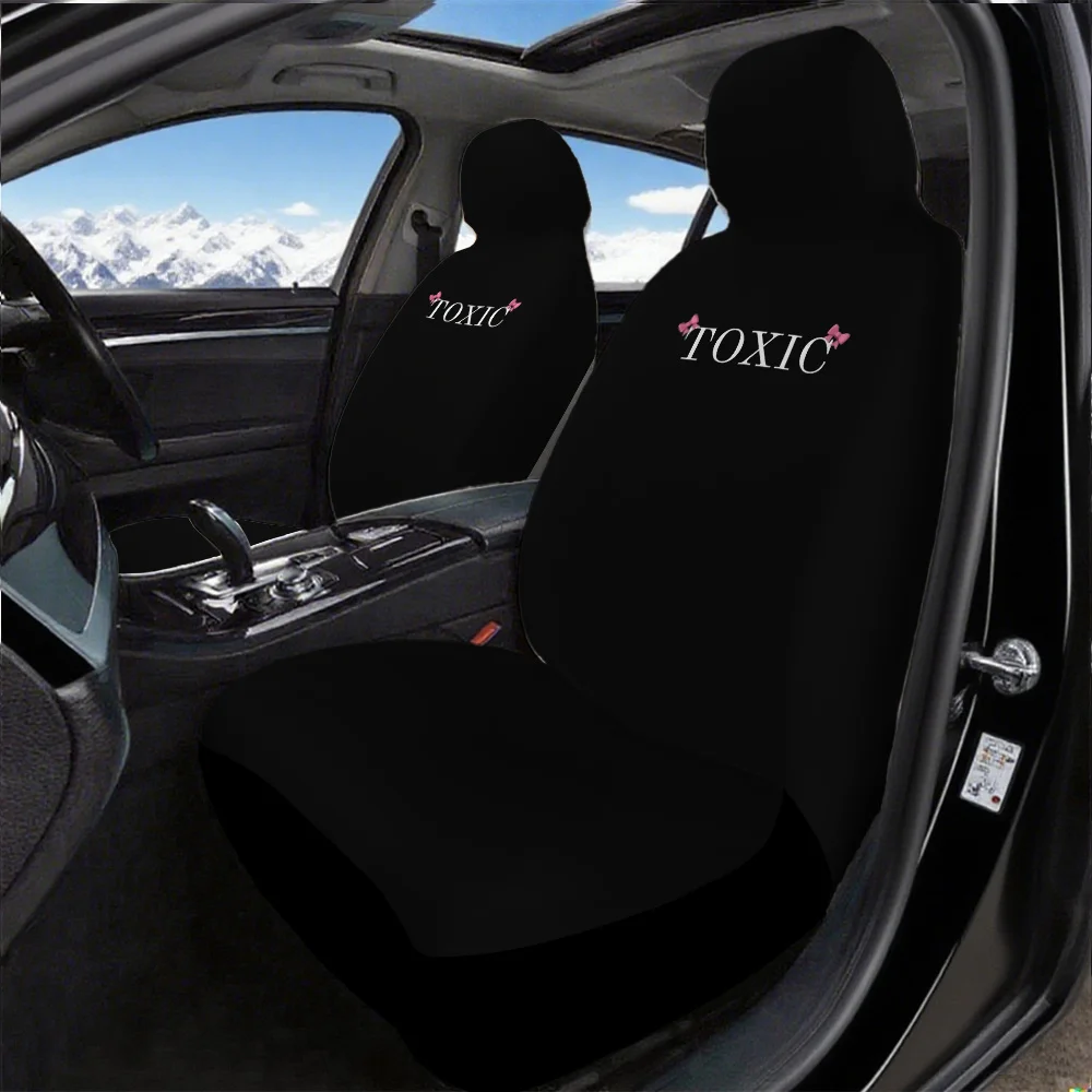 Front Row Car Seat Covers - Durable, Stylish Minimalist Design With "TOXIC" Print, Fit For Most Car Models, Machine Washable, No