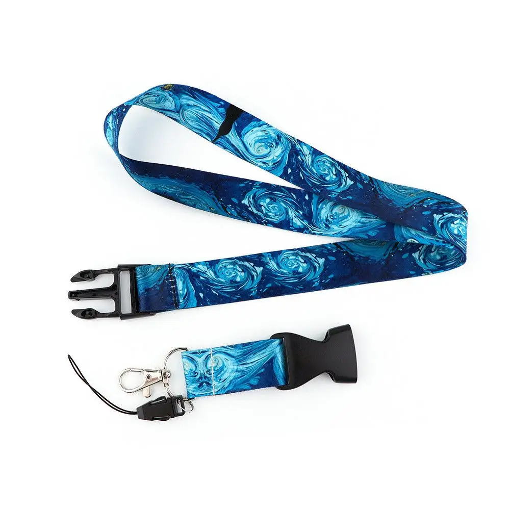 Starry Night Sky USB Badge Lanyard with Keychain Mobile Phone Straps Gym Keys Holder Neck Strap Mobile Phone Lanyard