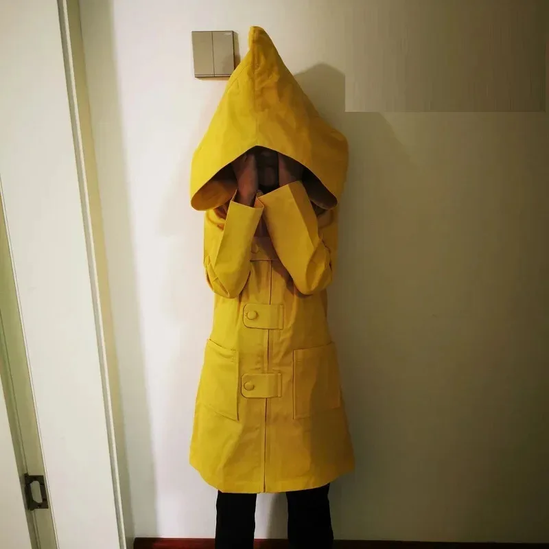 لعبة Little Nightmares 2 Mono Six أزياء تنكرية جائع للأطفال الأولاد الصغار ستة صفراء طويلة سترة معطف بدلة الهالوين معطف واق من المطر
