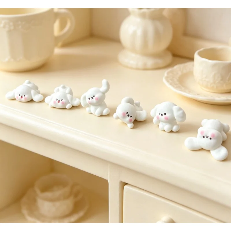 6pcs/set car dudu red face little white dog ornament cartoon cute car mirror center console screen party decoration