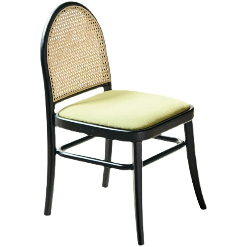 

XL Solid Wood Rattan Dining Chair B & B Coffee Shop Backrest Home Retro Chair