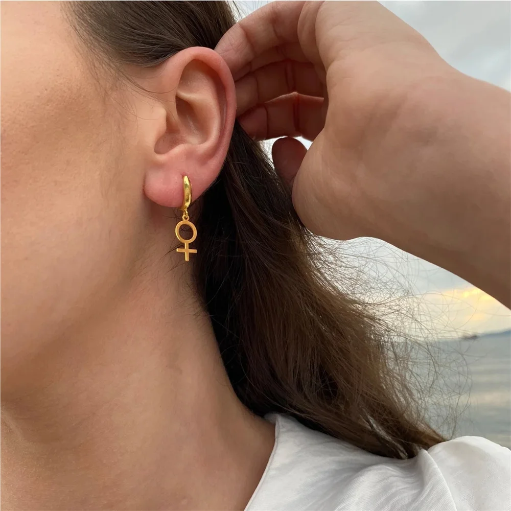 Tangula فينوس رمز الأذن ترصيع النساء الفولاذ المقاوم للصدأ الجنس رمز إسقاط أقراط مثليه LGBT مجوهرات حلية اكسسوارات الحفلات #4