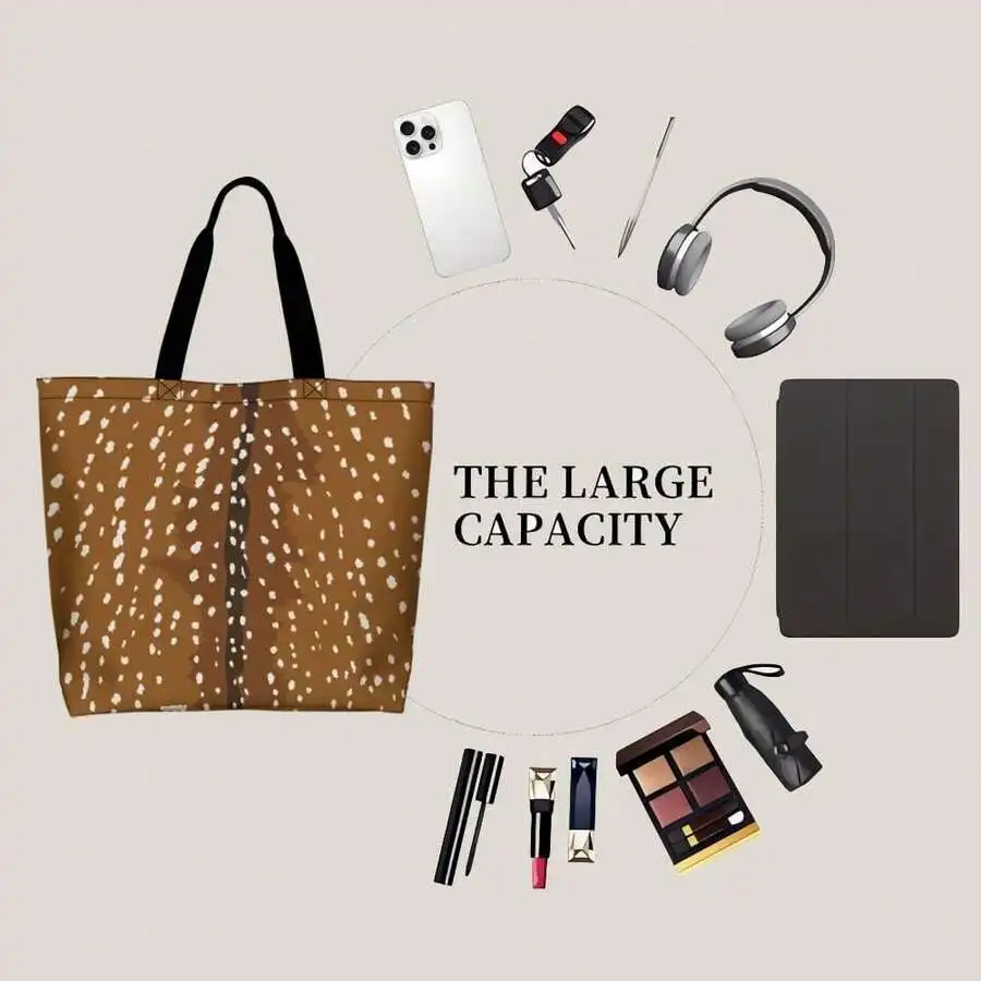 

Large Capacity Deer Print Tote Bag For Women Men Casual Shopping Travel