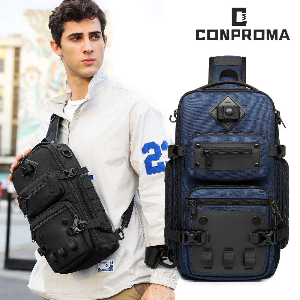 Tablet PC Bag 11inch Trip Chest Large-Capacity Sports Men Bag Male Sling Tactics Waterproof Crossbody Messenger Charging Pack