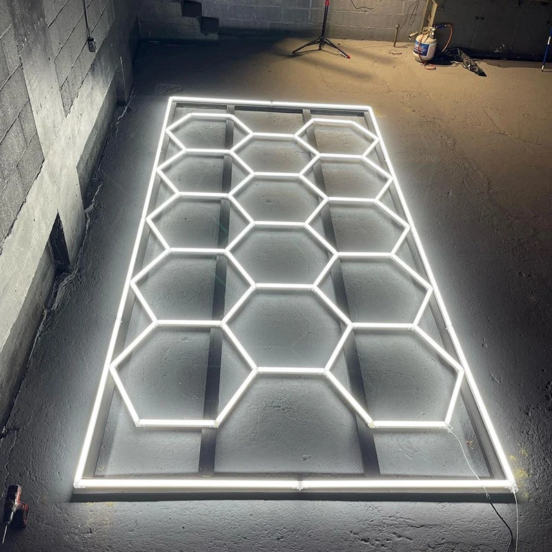 Plafonnier hexagonal à LED déformable pour garage, lampe de détail, lumière de travail, maison