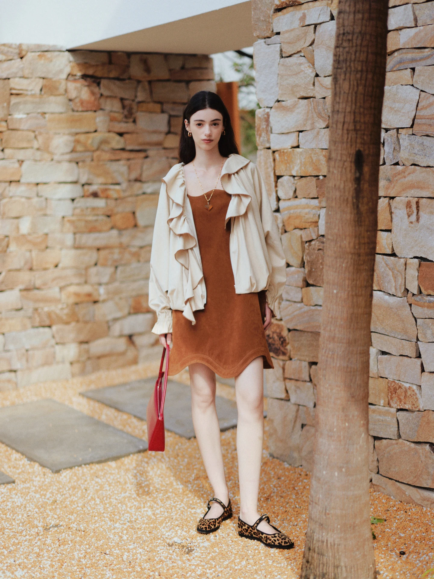 Te by FrigidOrg Autumn Winter New Wide Ruffle Suede Jaet Casual Sle Polyester Fiber Batwing Sve ort Coat for Women