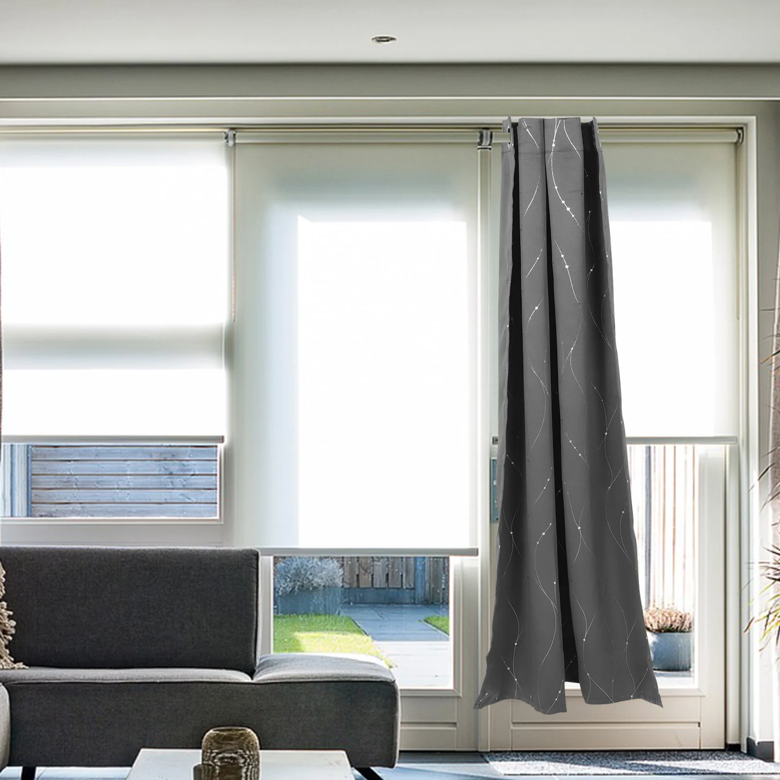 1pcs Tirai Blackout Abu-abu dengan Grommet Atas, Tirai Jendela Penghalang Cahaya untuk Kamar Tidur dan Ruang Tamu