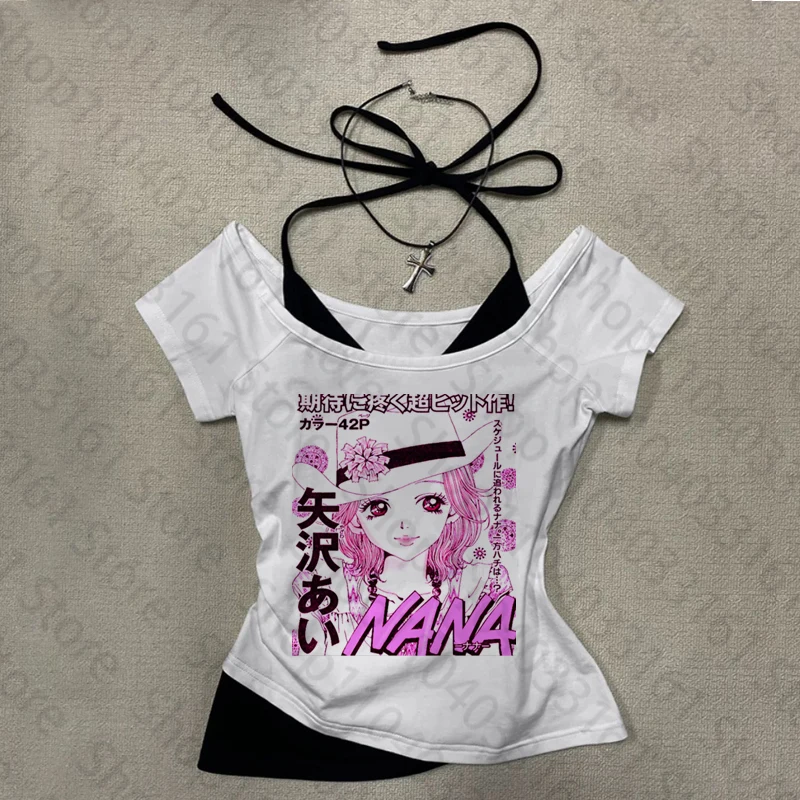 Y2k roupas punk gráficos camisola topo grunge vintage carta gótico feminino espartilho tanque superior do bebê camiseta impressão emo menina colheita topo