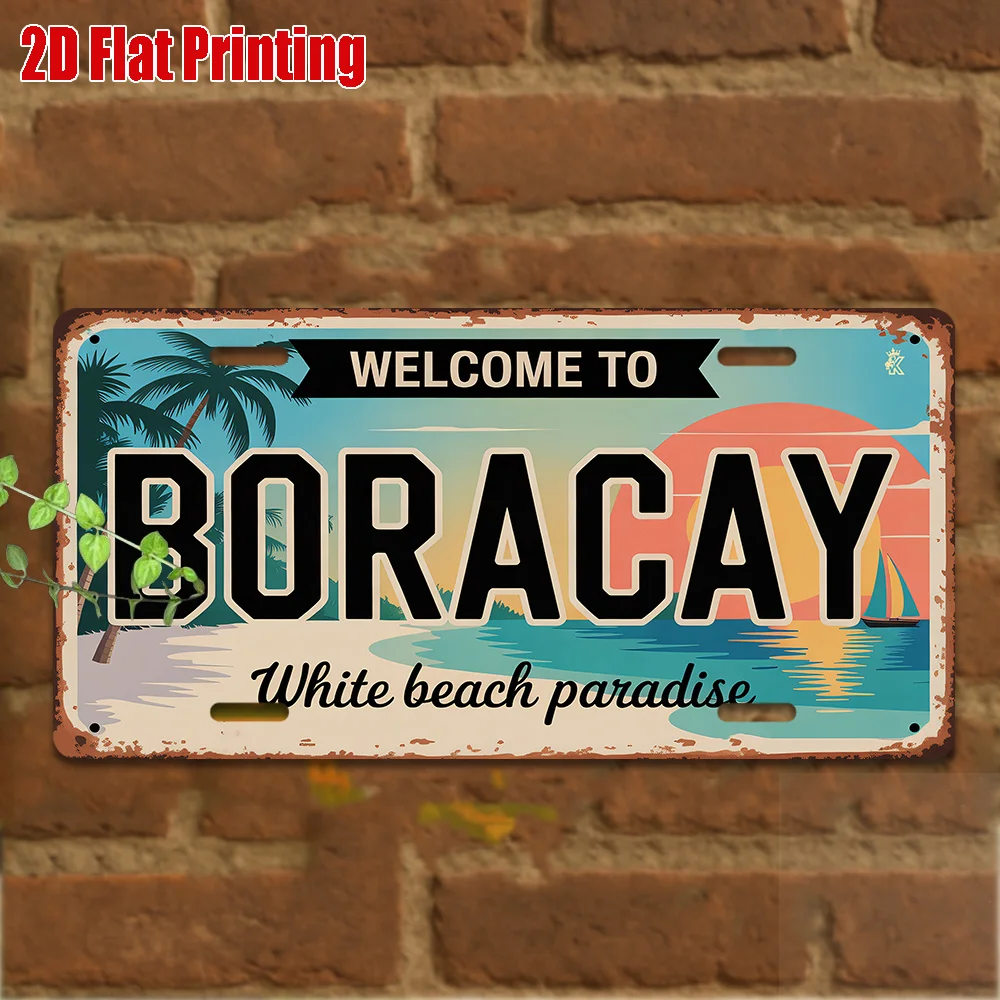 2D Flat, Single-piece Packaging, Vintage Metal Sign, for Decorative Purposes Only, Outdoor Wall Art(30x15cm), Boracay Aluminum